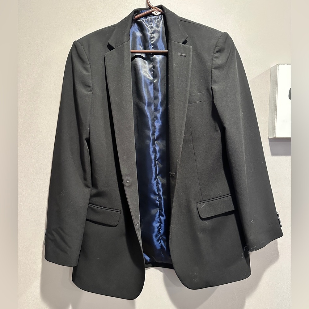 Izod Black Boys Suit Jacket with Blue Lining